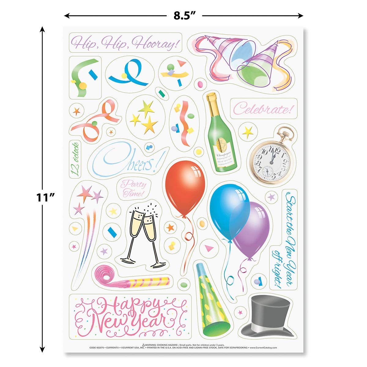 Current Year-Round Themed Sticker Variety Pack - 12 Sheets, 178 Assorted Stickers for Kids, Teachers, School, Scrapbooking, Journals, Monthly Planners, Calendars, Holiday Crafts & Greeting Cards
