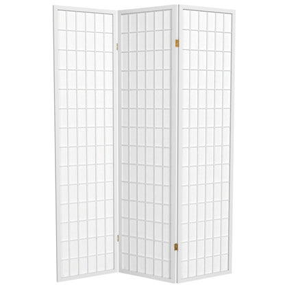 Red Lantern 6 ft. Tall Window Pane Shoji Screen - White - 3 Panels