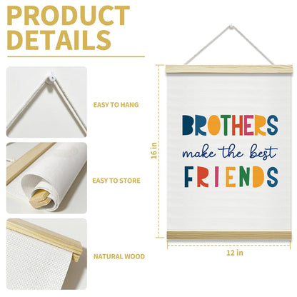 mermermu Brothers Make The Best Friends Poster Hanger Frame, Canvas Posters Wall Art for Toddlers Boys Room Bedroom Playroom Nursery Decor, 12x16 Inches -014