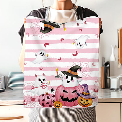 Arquiel Halloween Cute Boo Pumpkin Tea Towels, Cotton Kitchen Towel 18.9 × 27.5 Inch, Quick Drying Dish Cloth for Party Anniversary Holiday Decoration Housewarming Gifts