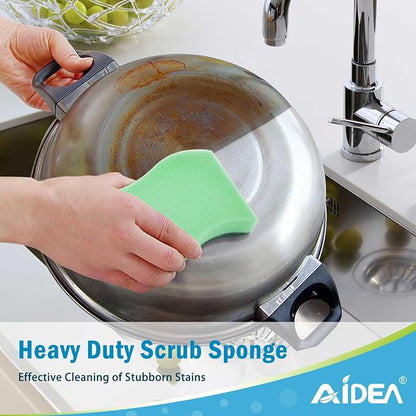 AIDEA Sponges Kitchen, 50 Pack Heavy Duty Dish Sponge, Cleaning Dish Scrubber Sponge for Home and Kitchen, Stink-Free Cleaning Supplies for Pots, Pans