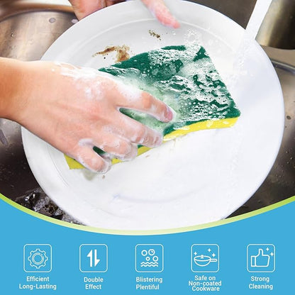 AIDEA XL Scrub Sponges 6Count, Heavy Duty Sponges for Dishes, Extra Large Sponge for Cleaning Kitchen and Household, Heavy Duty Sponge Safe for Non-Coated Cookware, Cleaning Power for Bathroom, House