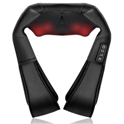 Medcursor Neck Massager, Portable Electric Neck and Back Massager with Heat, FSA or HSA Eligible Deep Tissue 3D Kneading Pillow for Muscle Pain Relief, Not Cordless, Ideal Father’s Day Gift