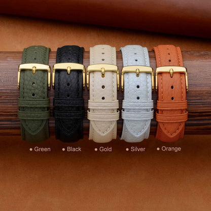 ANNEFIT Watch Band 18mm, Quick Release Textured Padded Leather Straps with Gold Buckle for Men and Women (Black)