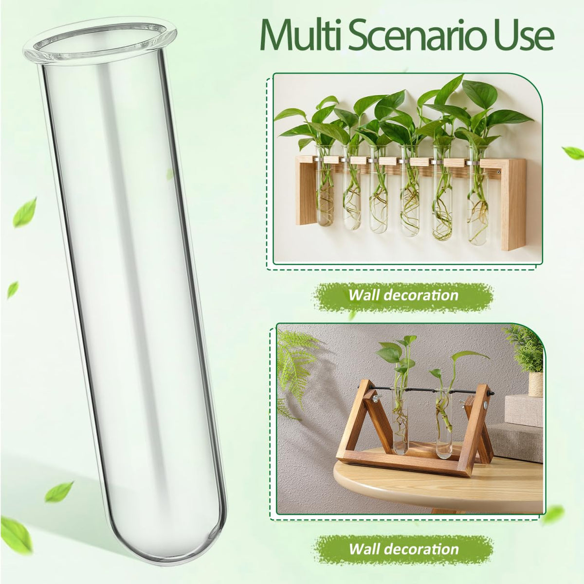 UKCOCO 5Pcs Glass Test Tube Vases 4.33 Inch Clear Propagation Tubes for Plant Cuttings Hydroponic Plant Holders Desktop Floral Arrangement for Home Office Decor