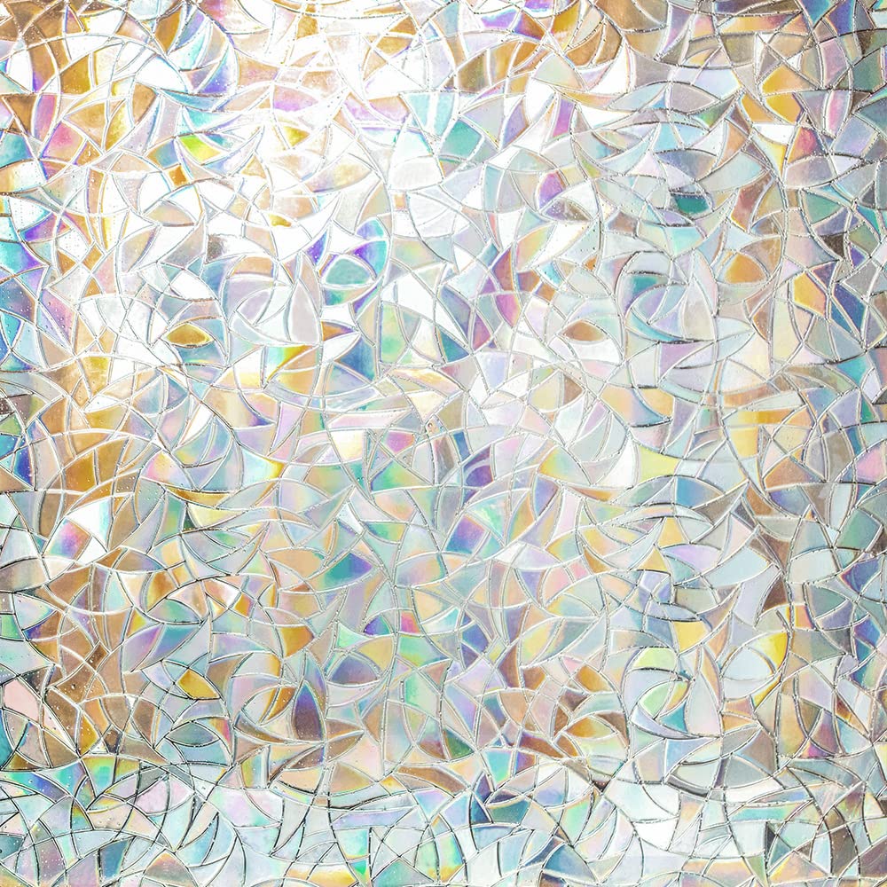 Rainbow Window Clings - 3D Decorative Vinyl, Stained Glass Decals, Static Cling Stickers - Removable, Non-Adhesive, UV Blocking (35.4" x 78.7")