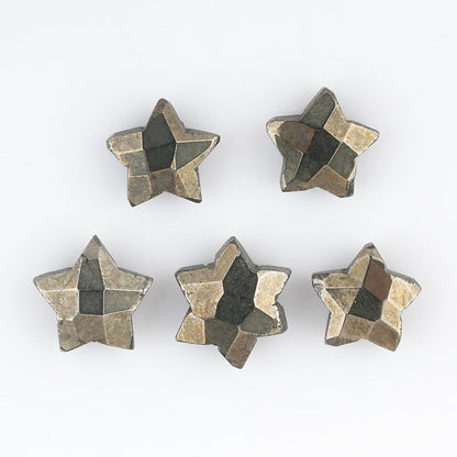 CRYSTALINES 5pcs, Wholesale Natural Golden Pyrite Gemstones, Bulk Star Shape Stones, Assorted Loose Supply, DIY Craft-Jewelry Making, Chakra Healing Crystals, Gem Collection, 10-12mm