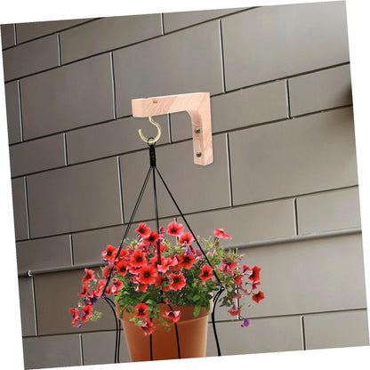 Luxshiny Wooden Plant Hangers 2pcs Plant Wall Hooks Heavy-Duty Indoor Outdoor Hanging Bracket for Flower Pots Natural Wood Finish