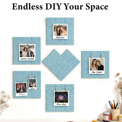 Large Felt Bulletin Board for Walls: 12-Pack Black Cork Board Alternative 11.8x11.8 Inch Peel and Stick Pin Board Wall Decor for Home Organization, Office Memo Board, Self-Adhesive Wall Tiles