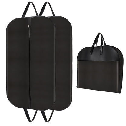 Garment Bags (2 Pack) - 40 Inch Premium PU Leather & Fabric Hanging Clothes Storage for Travel/Closet - Wrinkle-Free Suit Cover with Zipper & Handle for Shirts, Jackets, Coats, Dresses, Polo