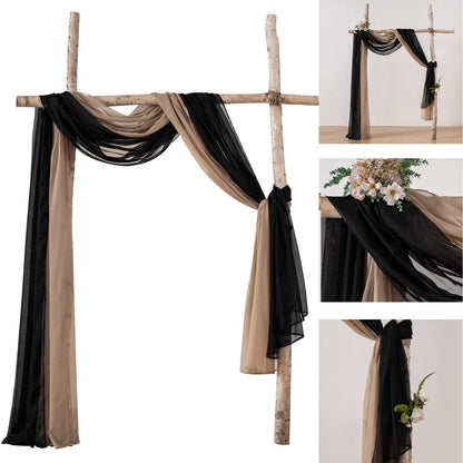 MIULEE Black Window Scarf Valance for Halloween Party - Sheer Curtain Scarf Topper Window Treatment Decorative Drapes for Wedding Arch Ceremony Canopy Bed, Swag Curtain One Panel, 37"x 216"