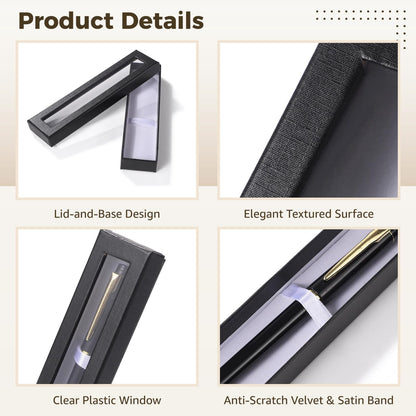 OMISTAR 50 PCS Pen Gift Box Empty Cases with Clear Lid, Black Ballpoint Pen Gift Box Pen Jewelry Display Box for Jewelry Gift Business Birthday Souvenir Office Supplies (50PCS)