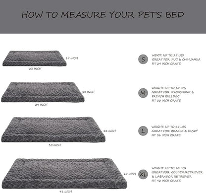 Washable Dog Bed Mat Crate Pad Soft Fluffy Pet Kennel Beds Dog Sleeping Mattress for Large Jumbo Medium Small Dogs, 24 x 18 Inch, Gray
