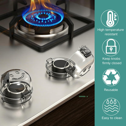 5 Pack Stove Knob Safety Covers – Child Proof Gas Stove Knob Covers, Universal Oven Lock Safety for Baby, Heat-Resistant Plastic Stove Knob Guards for Kitchen Safety (Clear)