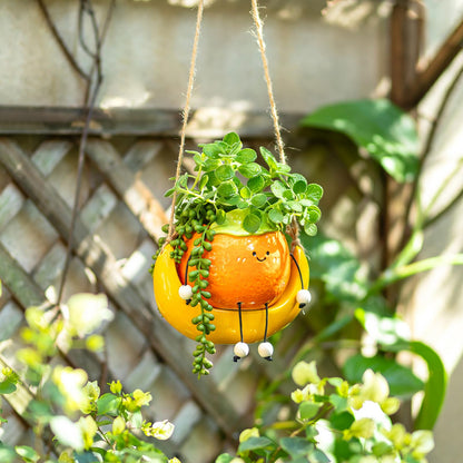 Walasis Gardening Plant Gifts for Women: Cute Hanging Planter Gift for Plant Lovers Mother - Smiley Face Small Flower Pot for Succulent Cactus Spider