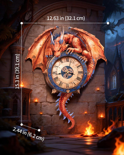 Rnfinewow 3D Puzzles for Adults, 3D Puzzle Fiery Dragon Clock Kit (with Pendulum), Wooden Puzzles for Adults Home Decor DIY Clock Crafts for Adult Puzzle Gifts for Men Women