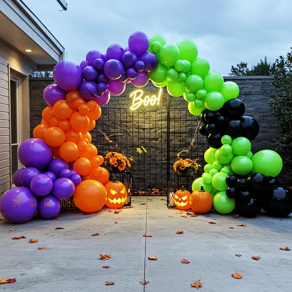 Halloween Balloon Arch Kit – 146pcs Orange Black Green Purple Balloons Garland for Halloween Decorations, Party Backdrop, Birthday Celebration, Spooky Haunted House, Trick or Treat Party Supplies