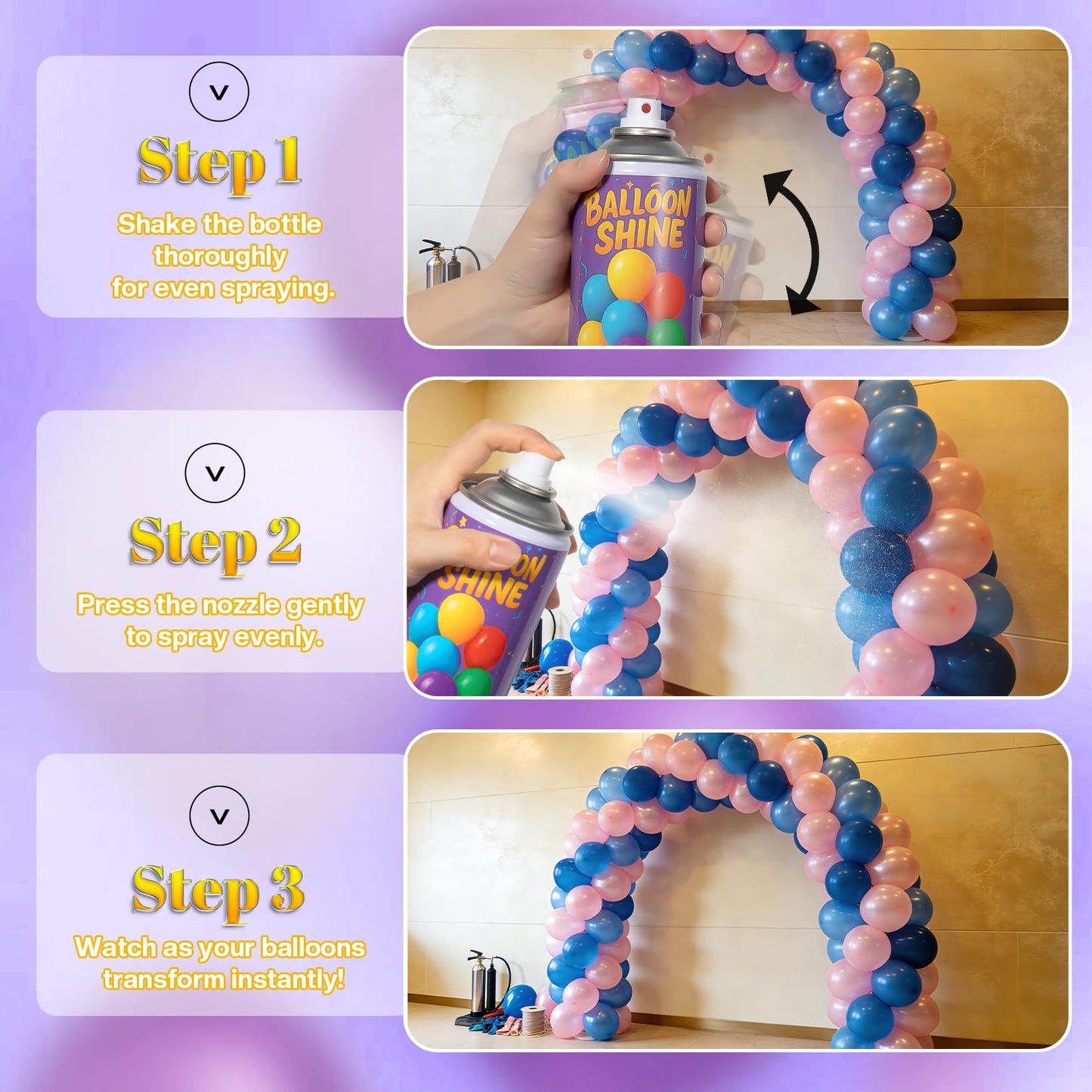 Balloon Shine Spray for Party : 15 oz Balloons Spray Silicone for Father's Day Halloween Birthday Decorations - Long Lasting Instant High Shine Waterproof for Outdoor Décor