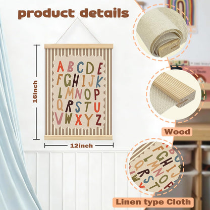 STHTTSW Educational Charts & Posters Hanger Frame - Homeschool Supplies，ABCs Kids Learning Educational Gift for Toddler Ages 2 3 4 5，Alphabet Poster For Toddlers，ABC Number Chart 12x16 Inch