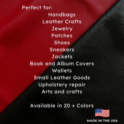 Natural Grain Cow Leathers: 12'' x 12'' Pre-Cut Leather Pieces (Red, 1 Piece)