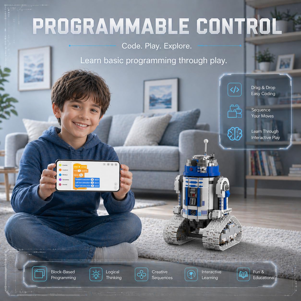Galaxy Mechanic Robot Building Kit, Remote & App Control STEM Robot Building Toys, Compatible with Lego Robot, Father's Day Birthday Gifts for Teens Adults Fathers, 735PCS