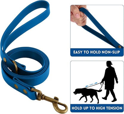 Wisedog Waterproof Dog Collar and Leash Set, XS, Blue | Adjustable Puppy Collar, Cute Tag, 4FT Leash, Includes Poop Bag, For Small Medium Large Dogs