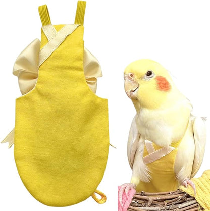 Bird Flight Suits Diapers, Parrot Flight Suits Diapers for Quaker Parakeets Cockatiels Conures Macaw African Grey, Bird Diaper, Parrot Clothes (Yellow,Sulphur-Crested Cockatoo)