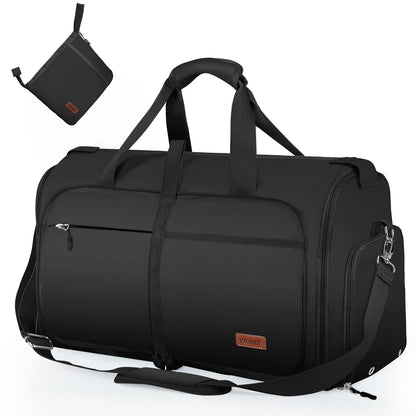 Ytonet Garment Bags for Travel, Foldable Garment Duffle Bags for Women men, Convertible Travel Garment Bag with Shoe Compartment, 2 in 1 Hanging Suitcase Suit Water Resistant Weekender Bag, Black