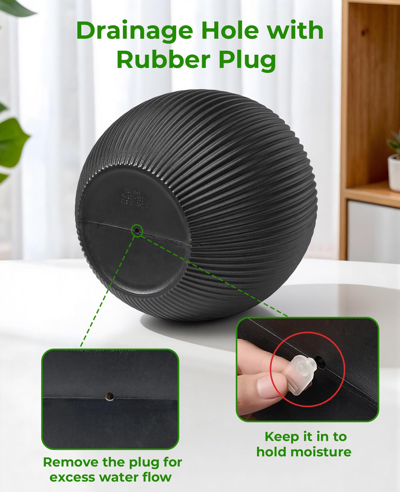 homenote Flower Pots 14.5 Inch,Large Plant Pots Indoor with Drainage,Plastic Pots for Plants,Garden Pots for Outdoor,Large Planters for Indoor Plants,Big Plastic Planter,Black
