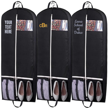Personalized Garment bag with Name for Hanging Clothes - Custom Black Suit Bags for Closet Storage with 2 Mesh Pockets for Men & Women - Ideal for Wedding Dress Garment Bag Storage with Carry Handles