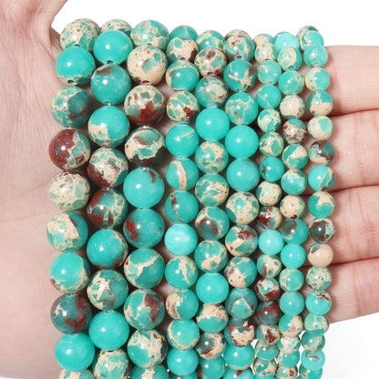 45pcs 8mm Natural Stone Beads Green Snakeskin Jasper Beads Energy Crystal Healing Power Gemstone for Jewelry Making, DIY Bracelet Necklace