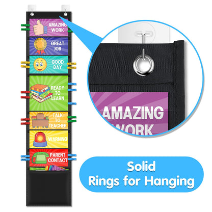 Behavior Chart for Classroom Management with Clips & Pockets - Student Reward System for Kids - Learning Tools for Preschool, Elementary & Homeschool