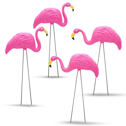 4E's Novelty 4 Pink Flamingos Yard Decorations - Extra Large 24" Flamingos Yard Ornaments - Pink Flamingos for Yard Sculptures & Statues - Lawn Flamingos Outdoor Garden Decor, Weather Resistant