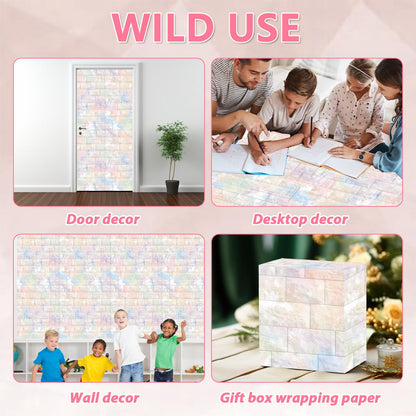 Graffiti Wall Bulletin Board Paper Roll Pastel Brick Gradient Stone Bulletin Board Background Back to School Classroom Decor Poster for Art Craft DIY Projects Home Office Party Supplies 17.7in x 20ft