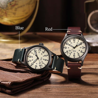 Getalia leather Watch Band Foldover Clasp Retro Oil wax Genuine Leather,18mm 19mm 20mm 21mm 22mm Quick Release Replacement Watch Straps for Men and Women (Wine Red Width-20mm)