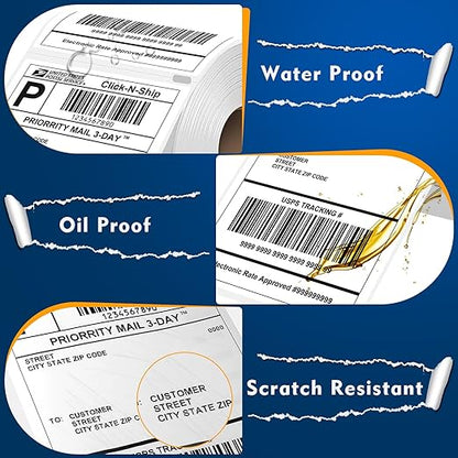 L LIKED 220 PCS 4"x6" Thermal Shipping Labels, Perforated White, Strong Adhesive Direct Thermal Labels(1 Roll), Compatible with DYMO 4XL 1744907,Zebra, Rollo, Jadens, Nelko