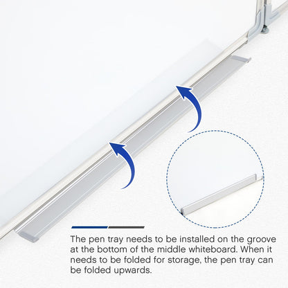 AmazingSpark 36” x 24” Foldable Whiteboard Dry Erase Board Large Tri Folding Whiteboard Magnetic Dry Erase Board, Wall Aluminium Frame and Pen Tray for Office, Home