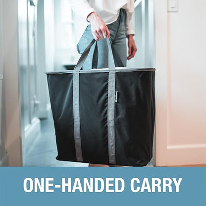 CleverMade Collapsible Laundry Caddy – Foldable Laundry Hamper & Tote, XXL 64L Pop-Up Laundry Basket with Handles, Space-Saving Laundry Organizer for Home, Dorm, Closet & Travel, 2 Pack - Denim Gray