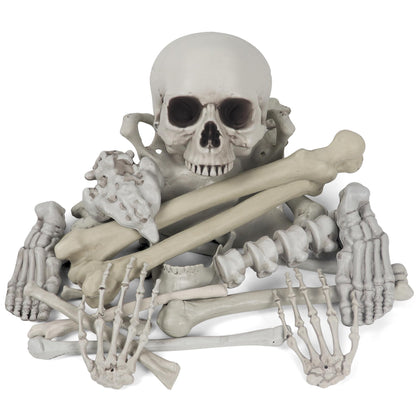 MOKRY PARTY Bag of Bones Halloween Life Size Skeleton Skull for Decoration and Spooky Graveyard 28 PCS