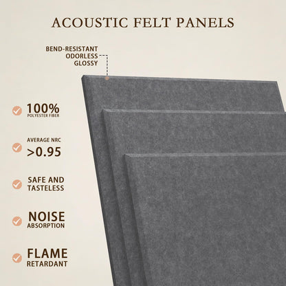 JBER Large Felt Bulletin Board 36" x 24" - 6 Pack Felt Wall Tiles, Cork Board Alternative to Use in Office & Home Decor, Classroom Decor, Vision Board to Display Your Photos(Dark Gray)