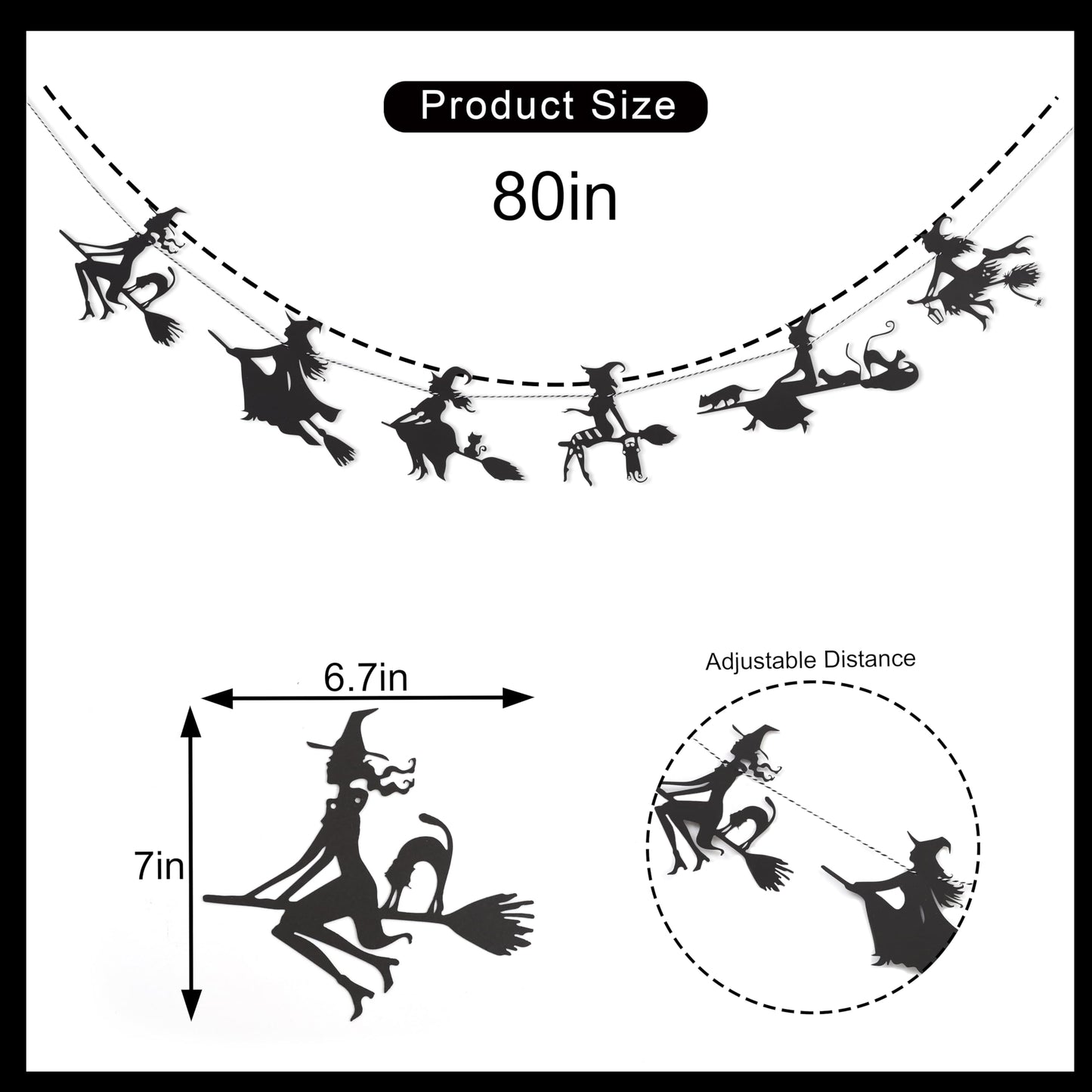 Halloween Witch Garland - Wood Witches Party Decoration, Autumn Home Witches Banner, Halloween Spooky Fireplace Decorations, Fall Bachelorette Party Vampire Decorations Supplies