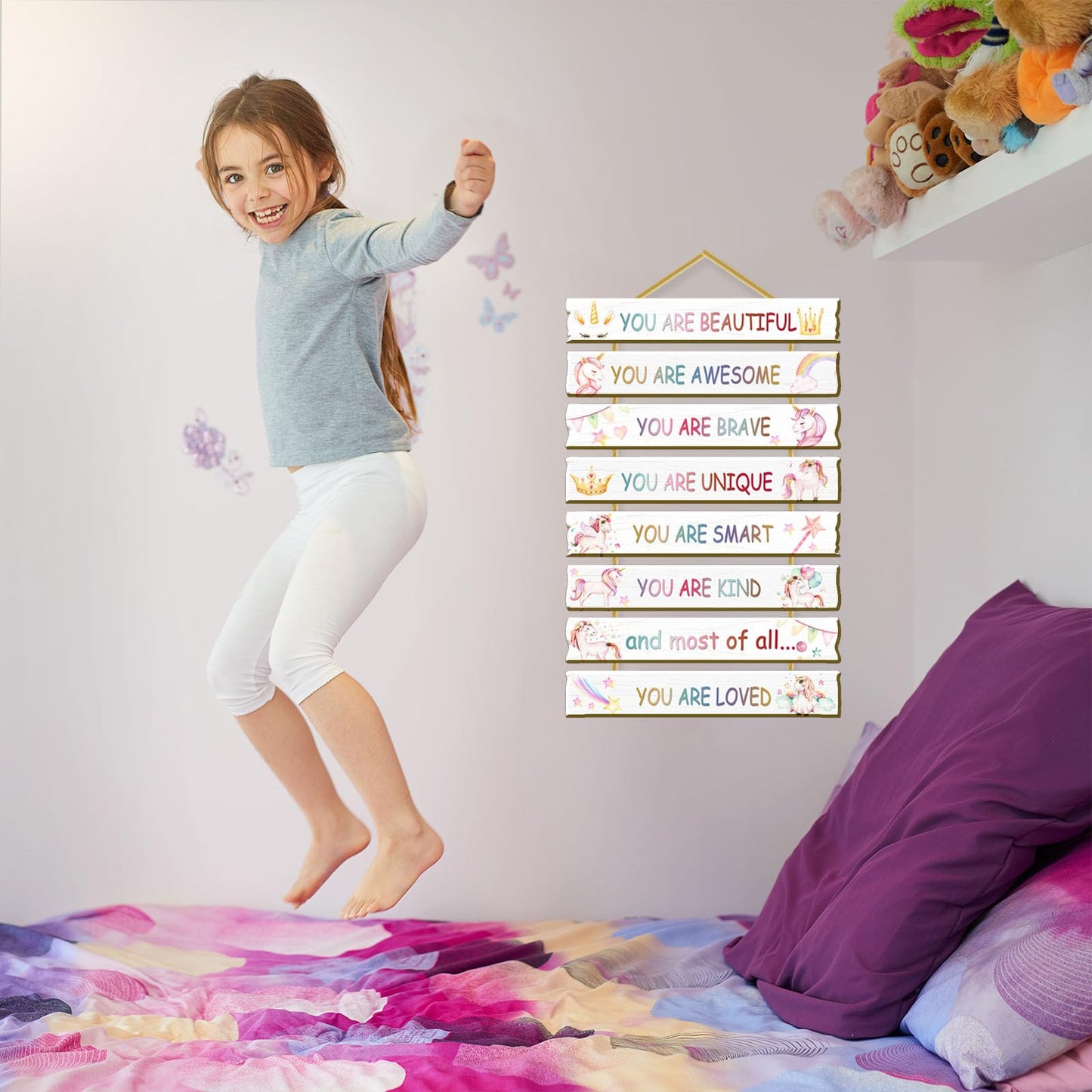 Rutiyoka Unicorn Wall Art for Girls' Bedroom - Inspirational Decor for Kids' Room & Nursery