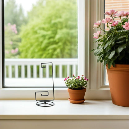 PRETYZOOM Glass Globe Flower Rack with Iron Frame, Small Hanging Terrarium Stand 12.2x25.3cm, Air Planter Display Holder for Indoor Home Decor and Plant Hanging Hooks