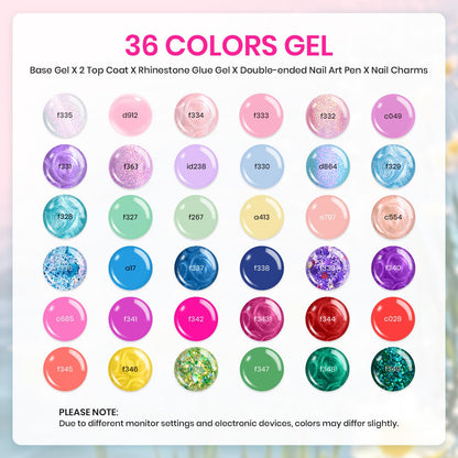 Beetles Fall Gel Nail Kit, Mystic Wonderland Gel Polish Set, 36 Colors Burgundy Brown Orange Red Polish Kit with Base Coat Glossy Matte & Glitter Top Coat Soak Off UV Led Nails Gifts for Women