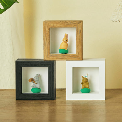 RTZQQIN 3x3 Mini Shadow Box Display Case Picture Frame with Soft Linen Back,Small Wood Color Shadow Box 3x3 for Flowers Medal Display Case Jersey pet Graduation Memorabilia Baby Ltems Crafts Photos