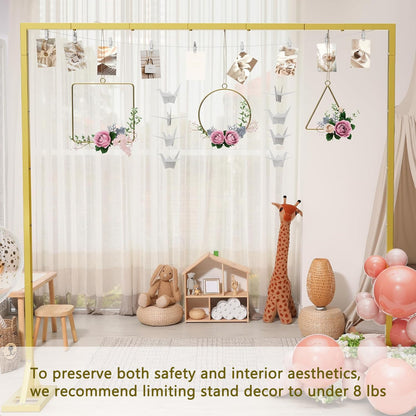 8.2FT Adjustable Backdrop Stand Kit - Square Wedding Arch & Balloon Arch for Photo Booth Background, Baby Shower, Birthday Party Decorations (Portable Frame) (Gold,8.2X 8FT)