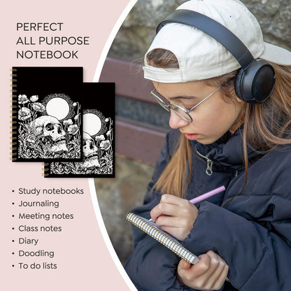 VONTP Goth Skull Spiral Notebook Journal for Office Supplies, 5.5x8.3
