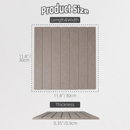 TENACR Cork Board Alternative-Felt Slat Wall Paneling,Office Bulletin Board for Decoration, Suitable for Displaying Photos and Documents, with Removable Adhesive Labels,12-Pack (Light Brown)