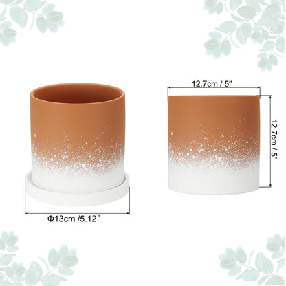 PATIKIL 5.12 Inch Ceramic Plant Pots, Modern Flower Planters Gradient with Drainage Holes for Decorate Home Indoor Plants Succulent Herb, Dark Orange