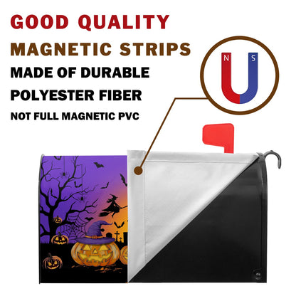Halloween Night Ghost Mailbox Covers Bat Castle Spooky Pumpkin Lanterns Mailbox Post Cover Letter Box for Garden Standard Size 21x18 in for Yard Home Decor